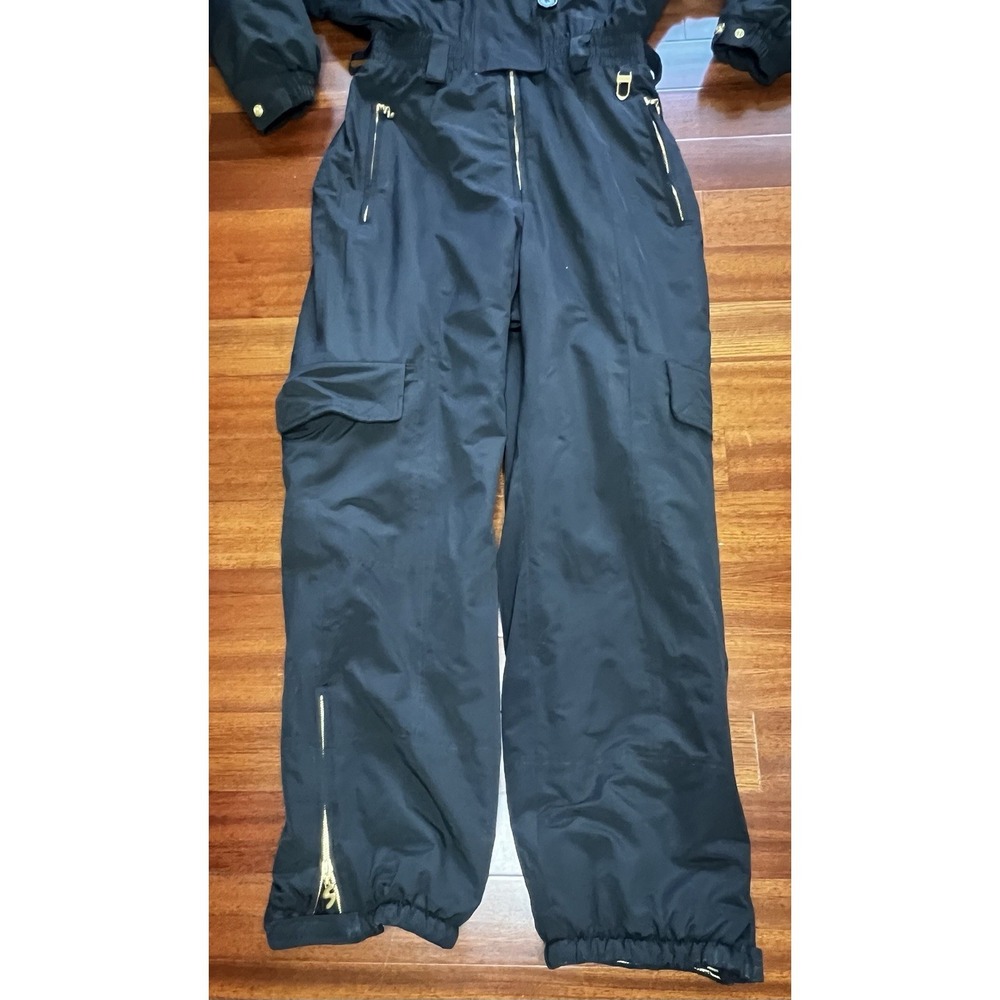 Bogner Black w/ Gold Ski Snow Jumpsuit Raccoon Fur Hood Black Size 12 EUC - Picture 3 of 15